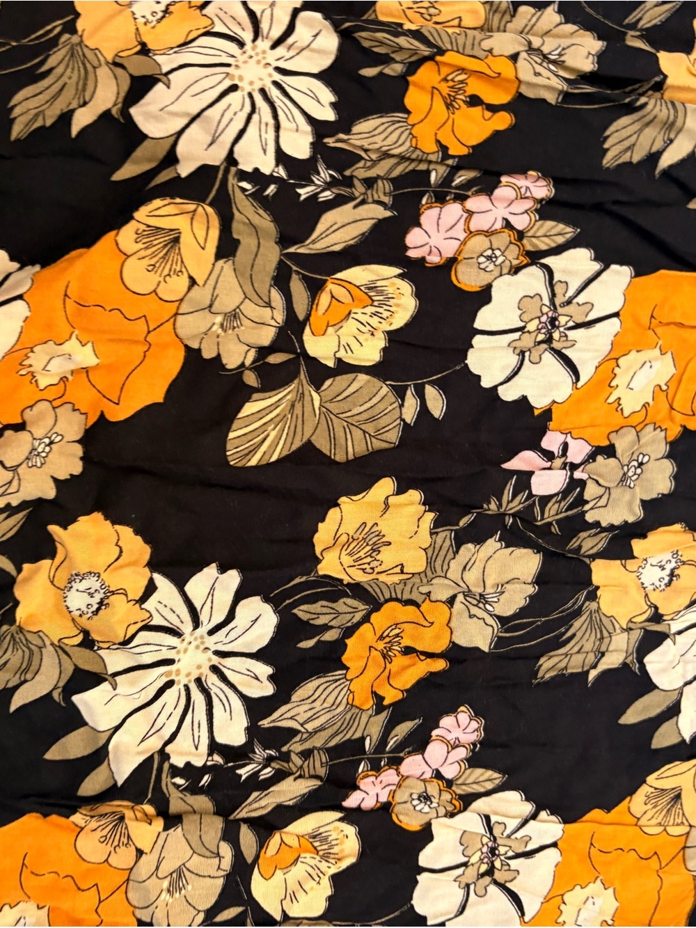 NATURAL LIFE Black Maxi Skirt with Orange, Cream & Pink Floral Print - Picture 3 of 7